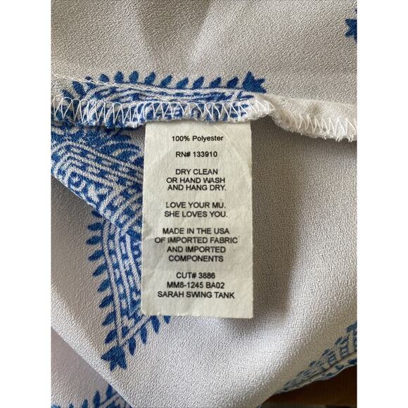 Show Me‎ Your Mumu Women's Small Sarah Swing Tank Blue Printed Blouse Sleeveless - Picture 4 of 4